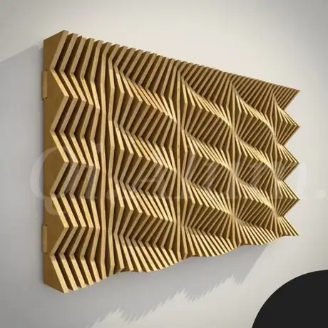 Customized Aluminum 3D wave wooded wall cladding for interior wall decoration view 2