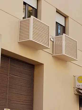 Window Air Conditioner Cover Outdoor Stretch Metal Mesh Aluminum Panels Exterior Building view 2
