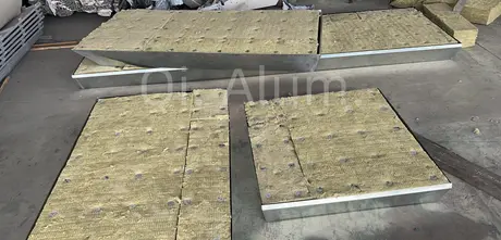 GI backpan with aluminum panel assembly work–1mm galvanized steel sheet +rockwool+ 2mm aluminum solid panel