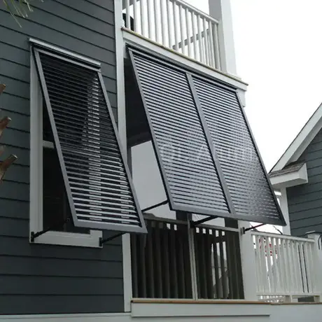 Hurricane Shutters Bahama Shutter Exterior Aluminum Louver Door Window Shutters Premium Quality Durable view 4