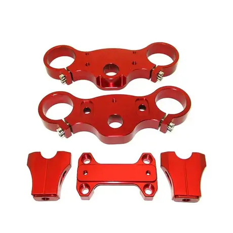 High Quality CNC Aluminum Red Anodized Motorcycle Parts Motorcycle Triple Tree Clamps