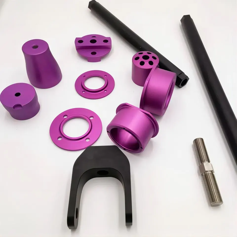 Purple anodized aluminum parts cnc machining parts for Auto parts — Foshan Qi Aluminum Decorative Materials Co., Ltd