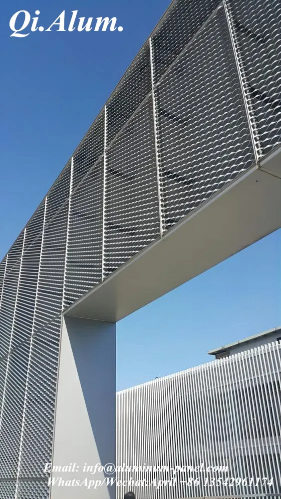Decorative Aluminum Expanded Metal Exterior Building Facades / Wall Cladding — Foshan Qi Aluminum Decorative Materials Co., Ltd