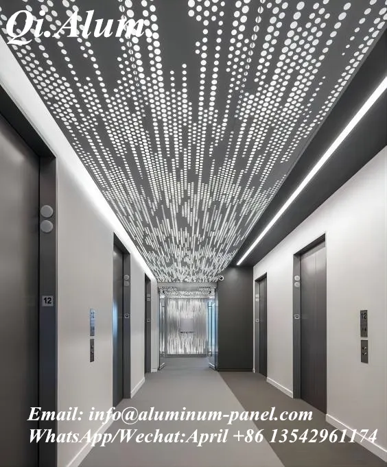 Artistic Metal perforated Ceiling Tiles Perforated for Indoor Soundproofing — Foshan Qi Aluminum Decorative Materials Co., Ltd