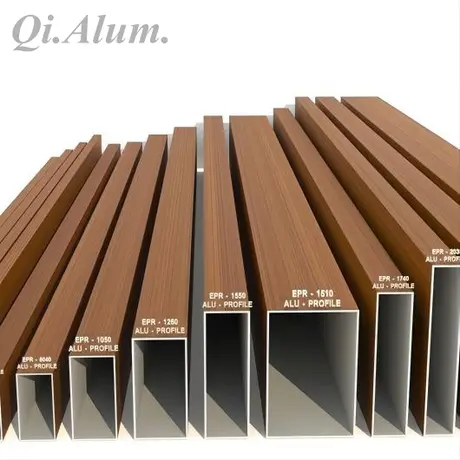 6063 Aluminum Alloy Wood Grain Rectangle Tube Aluminum Profiles For Construction