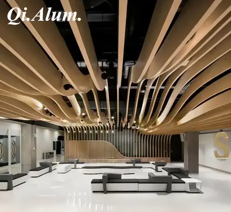 Aluminum Baffle Ceiling Aluminum Square Tube Line Artist Ceilings