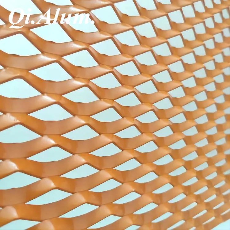 Exterior Expanded metal mesh cladding/aluminum expanded metal cladding — Foshan Qi Aluminum Decorative Materials Co., Ltd