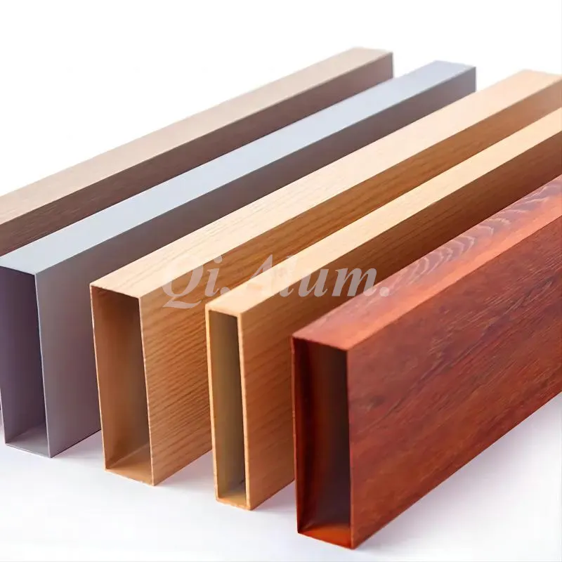50X15mm 6063 6061 Wood Grain Aluminum Pipe Tube — Foshan Qi Aluminum Decorative Materials Co., Ltd