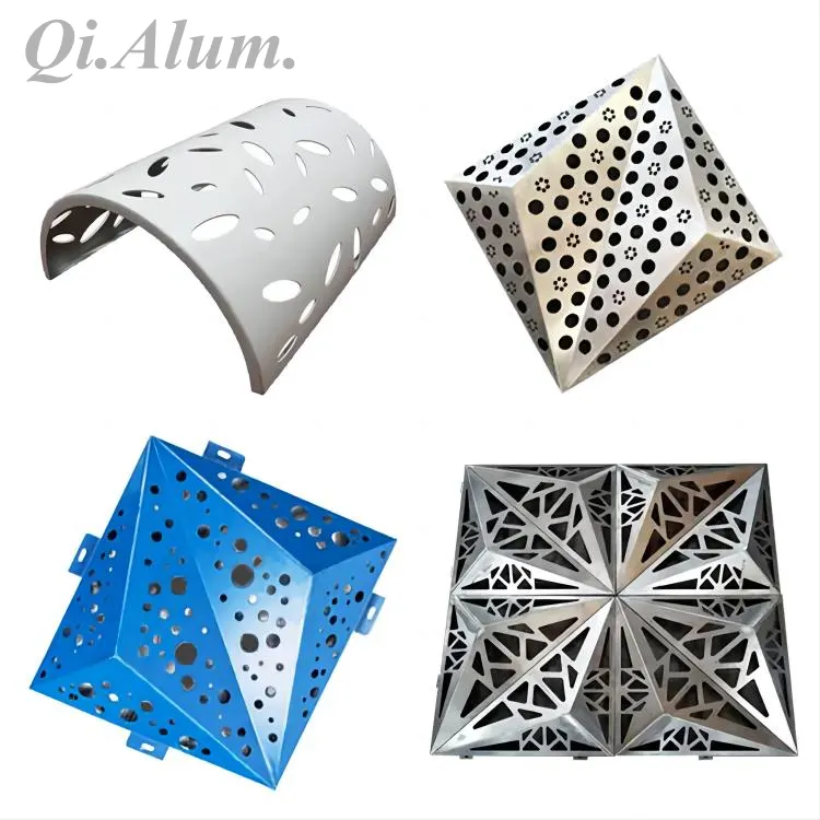 Perforated Aluminum Curtain Walls 3D Metal cladding exterior — Foshan Qi Aluminum Decorative Materials Co., Ltd