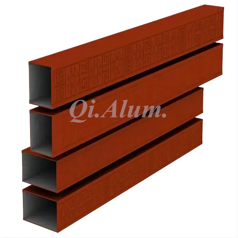 25x20mm Aluminium 3D wood grain series square tube profile — Foshan Qi Aluminum Decorative Materials Co., Ltd