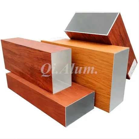 Anodized Wood Grain Decorative Aluminium Square Pipes