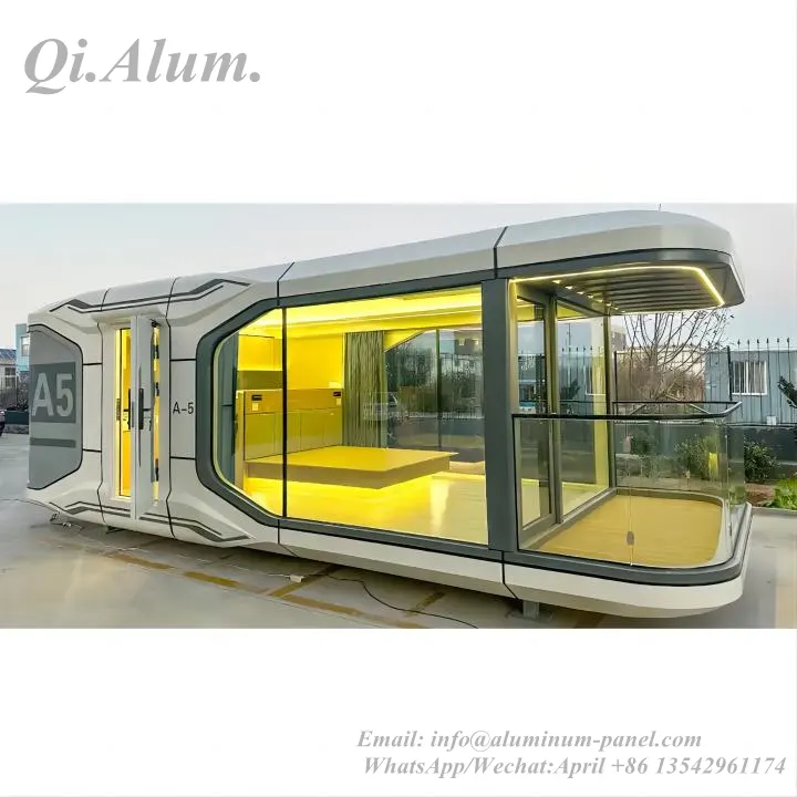 High Quality Capsule Mobile House Prefabricated Space Capsule Tiny Capsule House — Foshan Qi Aluminum Decorative Materials Co., Ltd