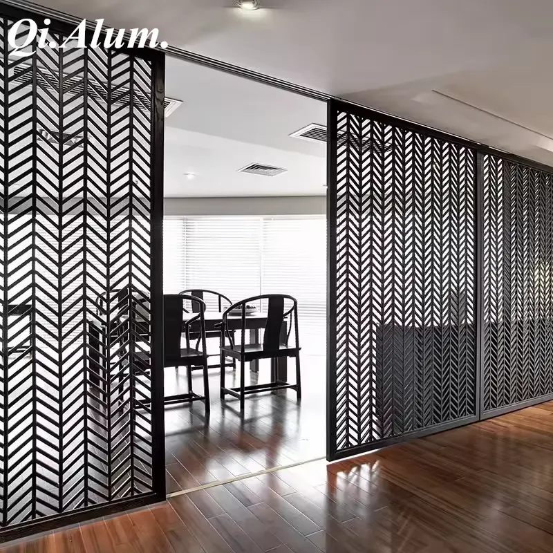 Classical Interior Decorative Room Divider Laser Cut Metal Screen — Foshan Qi Aluminum Decorative Materials Co., Ltd