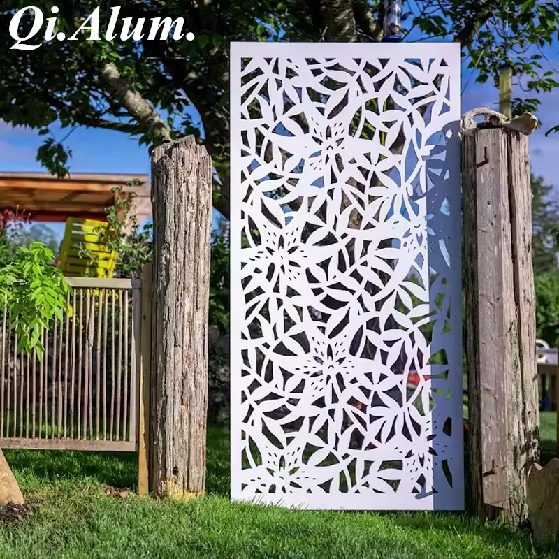 Laser cut decorative panels wall partition garden metal privacy screens — Foshan Qi Aluminum Decorative Materials Co., Ltd