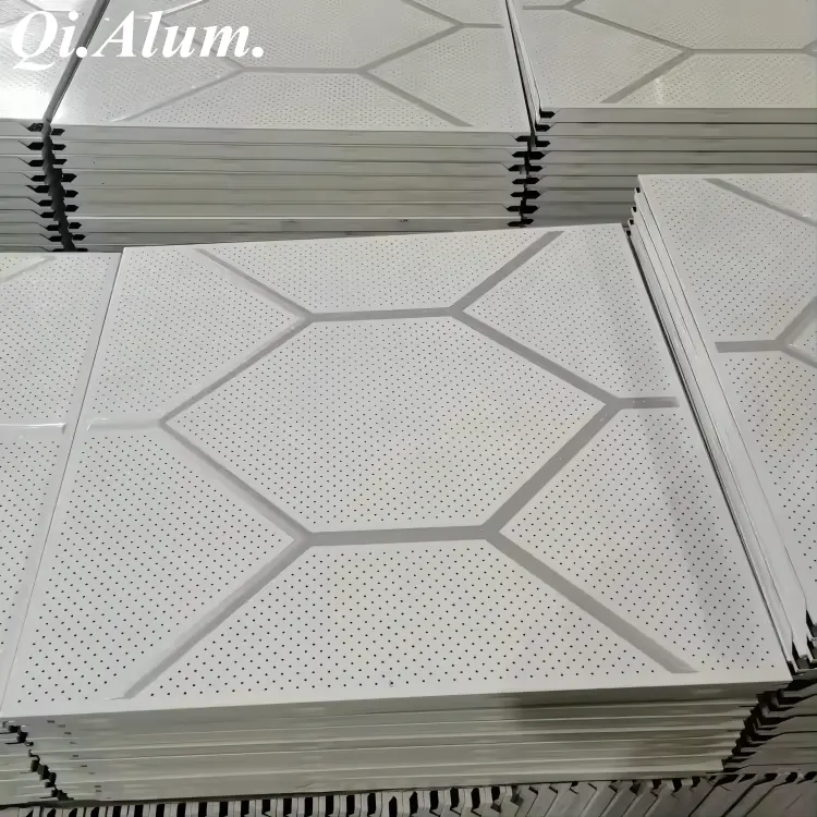 Aluminum Ceiling Interior Decoration Ceiling Tiles 24*24 Lay In Ceiling Tiles Soundproof &mdash; Foshan Qi Aluminum Decorative Materials Co., Ltd