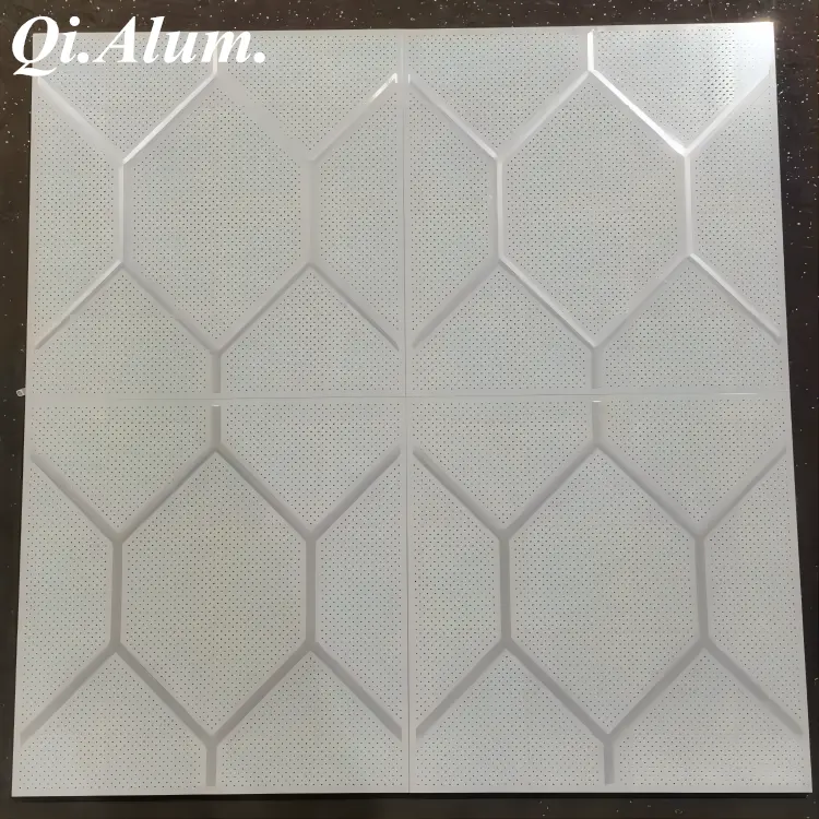 Sound Absorbing Aluminum Suspended Ceiling Tiles Decorative Aluminum Ceiling — Foshan Qi Aluminum Decorative Materials Co., Ltd