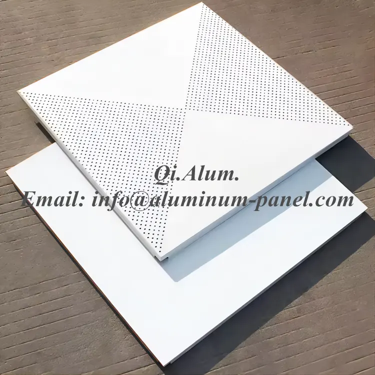 600×600 Acoustic Aluminum Plafond decor Metal panel Ceilings for Office — Foshan Qi Aluminum Decorative Materials Co., Ltd