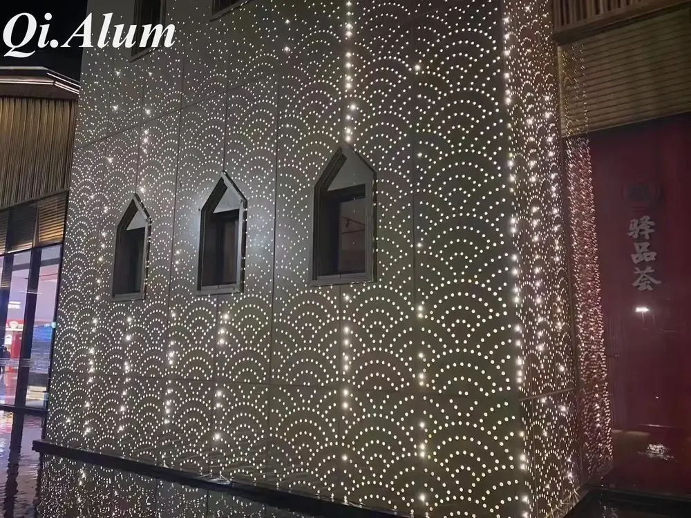 Aluminum Perforated Panels with Integrated LED Lighting – Where Function Meets Futuristic Design — Foshan Qi Aluminum Decorative Materials Co., Ltd