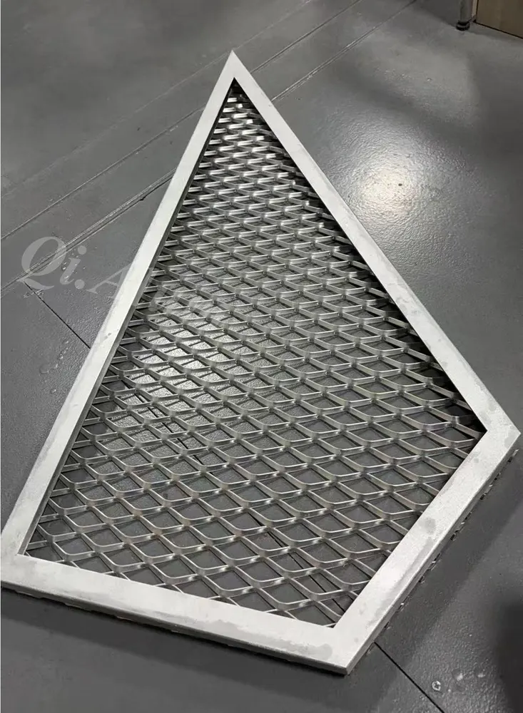 Framed Aluminum Expanded Mesh Panel for Architectural Facade — Foshan Qi Aluminum Decorative Materials Co., Ltd