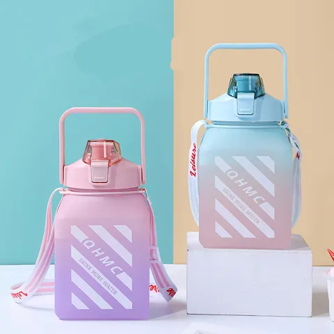 Custom Botol Minum Anak 1500ml Gym Frosted Water Bottle Plastic Gallon Motivational Water Jug Bottle With Straw — Motivational Water Bottle from Ami Houseware photo 2