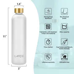 32oz Tritan  BPA Free Water Bottle with time marker — Plastic Water Bottle from Ami Houseware photo 2