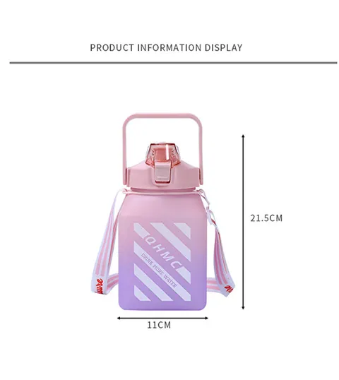 Custom Botol Minum Anak 1500ml Gym Frosted Water Bottle Plastic Gallon Motivational Water Jug Bottle With Straw — Motivational Water Bottle from Ami Houseware photo 6