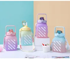 Custom Botol Minum Anak 1500ml Gym Frosted Water Bottle Plastic Gallon Motivational Water Jug Bottle With Straw — Motivational Water Bottle from Ami Houseware photo 3