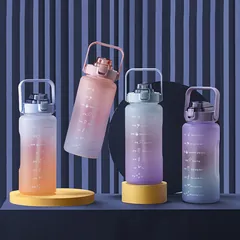 Half Gallon Water Bottle with Sleeve 64 OZ Motivational Water Bottle with Straw & Time Marker to Drink Leakproof Tritan BPA Free — Motivational Water Bottle from Ami Houseware photo 1
