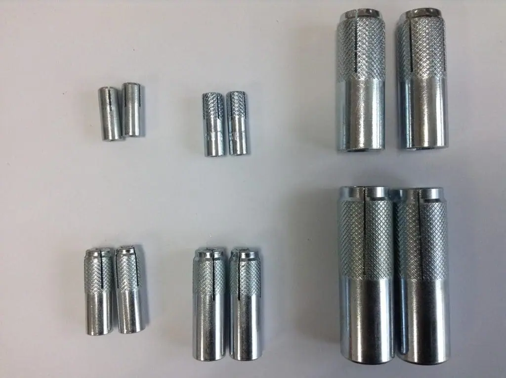 White zinc and yellow zinc plated carbon steel drop in anchors