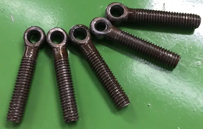 Eye bolt with hanger hole made by eye bolt automatic production machine
