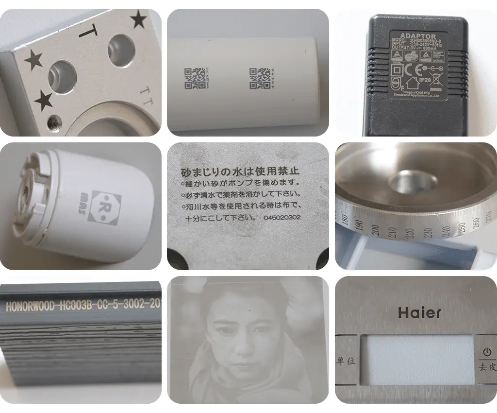 Marking samples by AMS optical fiber laser marking machine