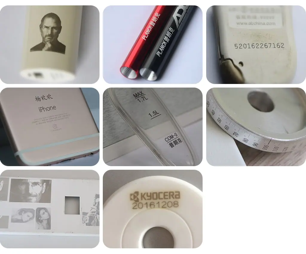 Samples labelled by AMJ Portable optical fiber laser marking machine