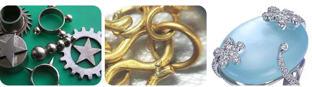 Samples of AMY-S laser precision welding machine for jewelry
