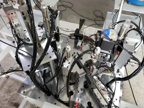 Screw nut spring and flat washers automatic assembly machine