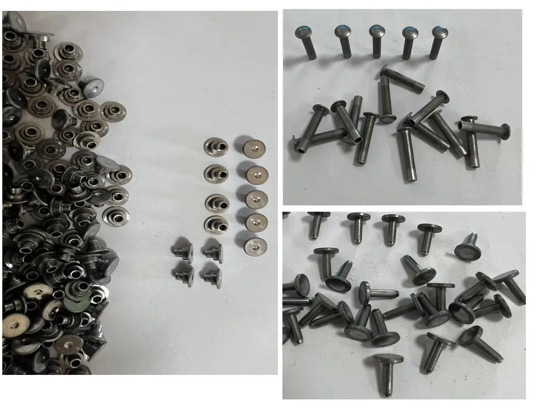 Two die four blow header application and forged rivets