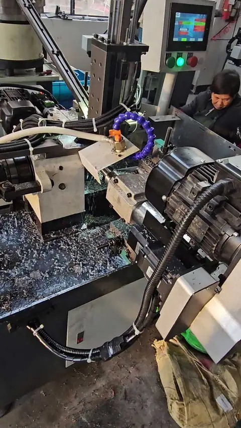 Rod double sides chamfering through hole drilling lathe machine