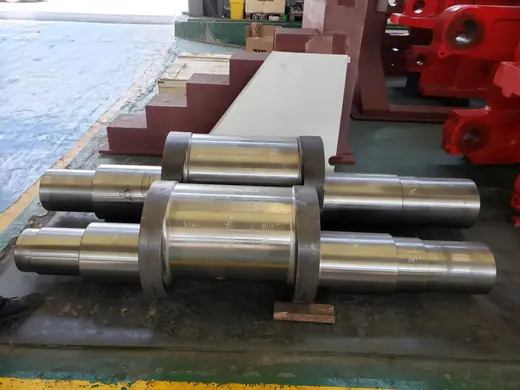 Ground shafts and crankshaft blanks on the staging rack at the Anchors Machinery works in Ningbo China