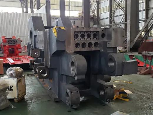 Machine frame and die box structure at the assembly stage at the Anchors Machinery works in Ningbo China