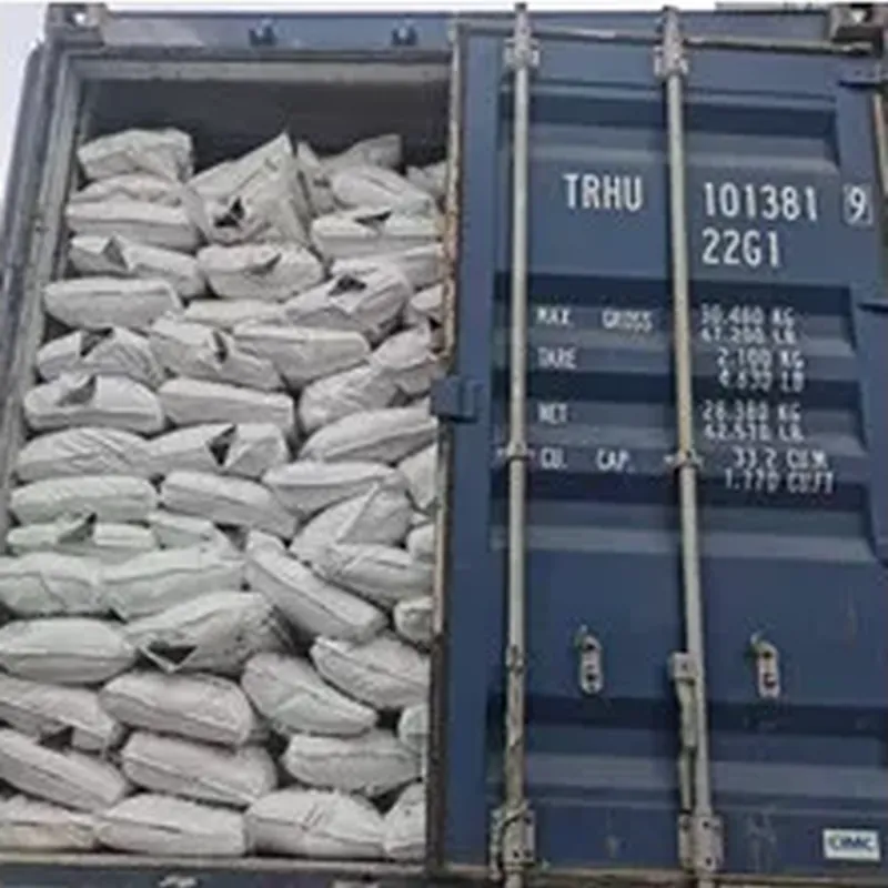 Bagged cargo stacked inside a 20 ft container