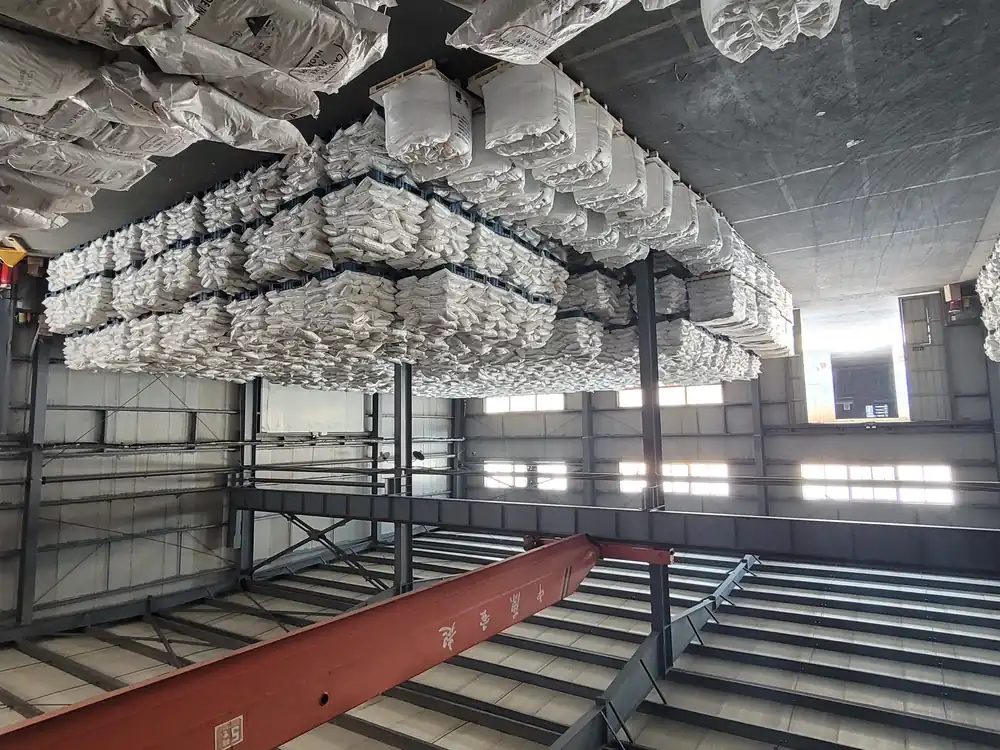 Overhead view of the hall where finished product is bagged before it goes to store