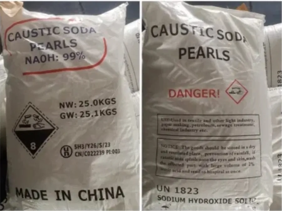 Bags marked with net weight gross weight and UN 1823