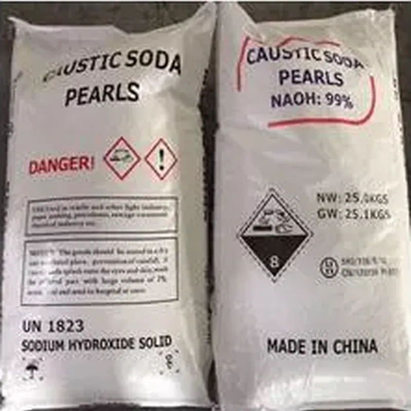 Class 8 label net 25.0 kg and gross 25.1 kg printed on the bag