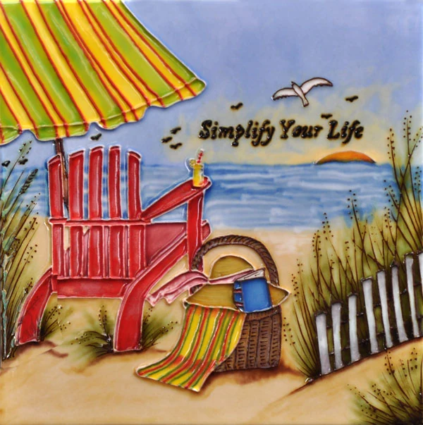 Hand Painted Ceramic Tiles 8 Inch Seaside hand painted ceramic tile