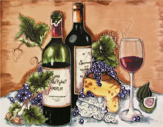 Hand Painted Ceramic Tile Murals Wine - view 2
