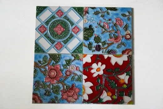 Painted Ceramic Tile Fireplace - view 2