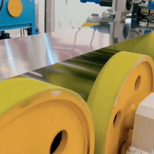 Cut to length line with precision leveling section