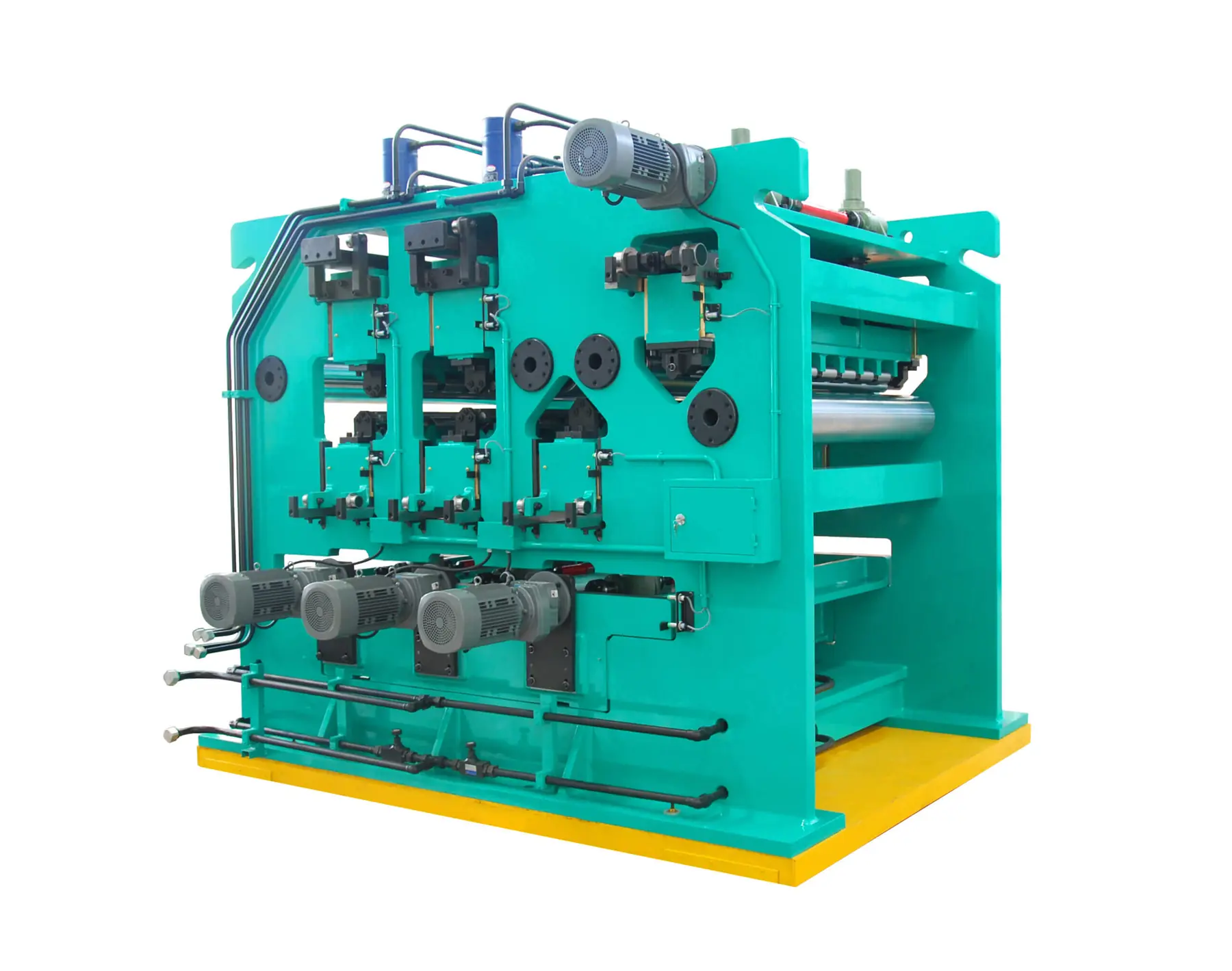 Tension leveller with two bending and two levelling stages