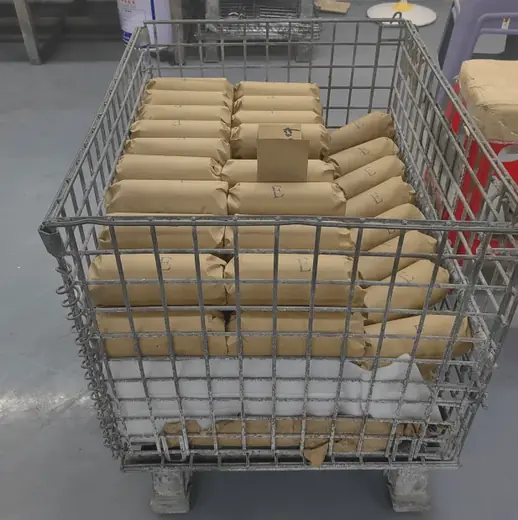 Spare parts packed in steel crates for export