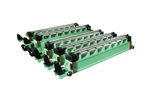 Roll units for a high accuracy tension leveling machine