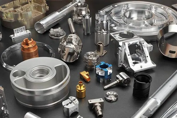 Set of CNC turned metal parts